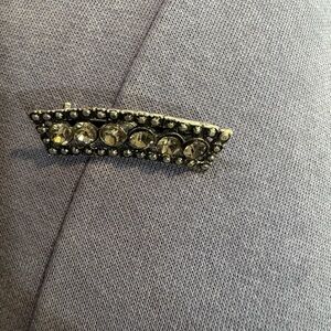 Silver and Black Rhinestone Brooch